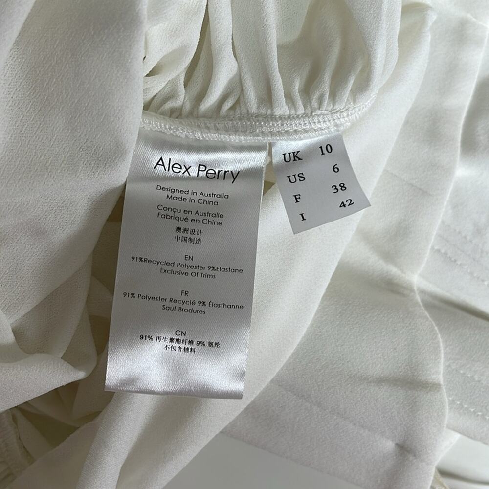 ALEX PERRY Strapless Corset Ruched Cutout White Mini Dress in Crepe Jersey Sz 6 - Picture 10 of 11